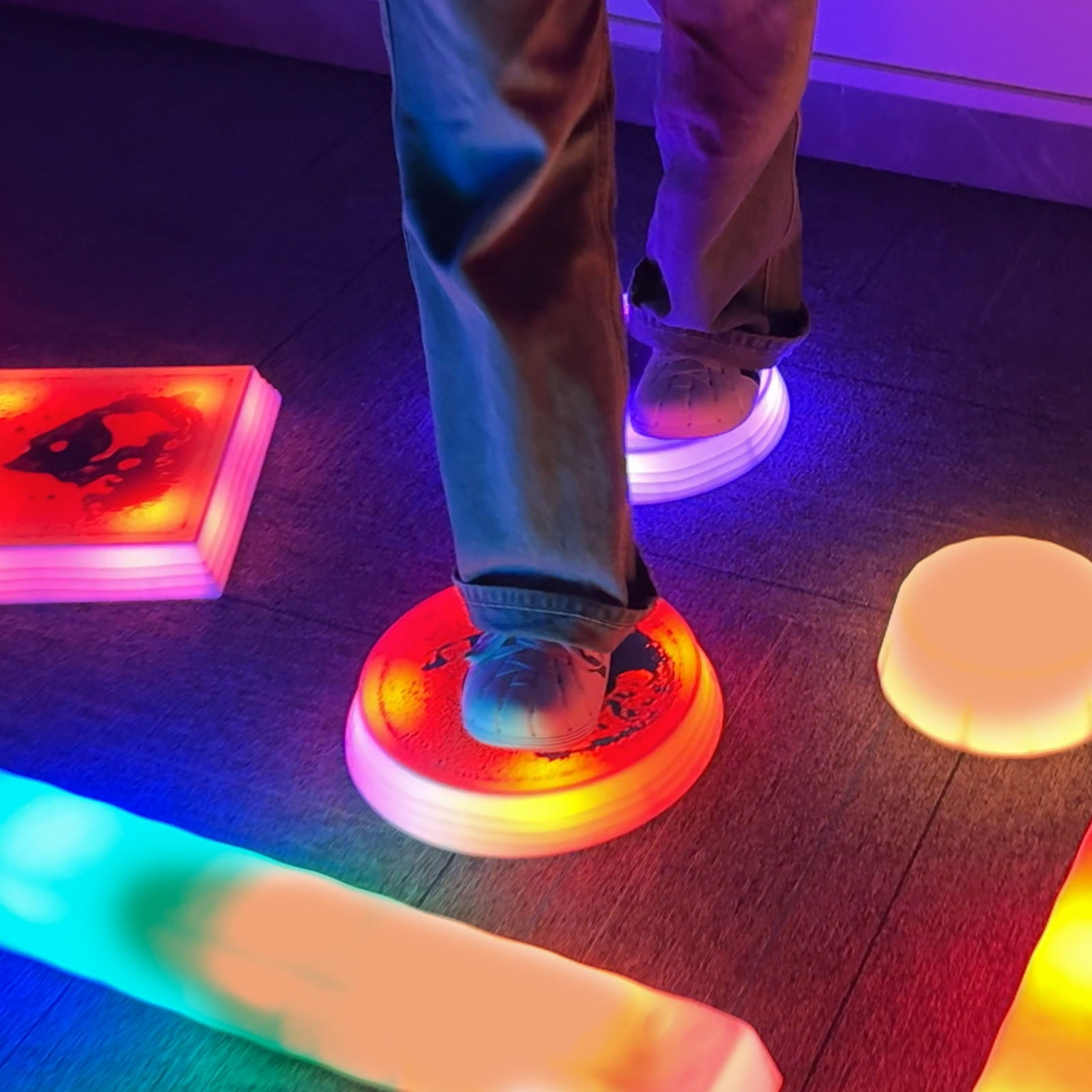 Non-Slip Balance Stepping Stones, Interactive Coordination Sensory Toys ,Touch Activated Light up Stepping Stones for Kids